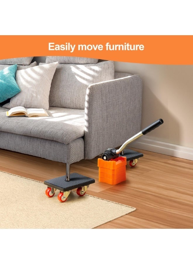Set of 4 Furniture Transport Castors Set with Load Lifter for Moving Heavy Furniture 400 kg Wheels for Furniture Lifter, 360 Degree Rotatable Wheel Furniture Castors Heavy Duty with Furniture Roller - Image 2